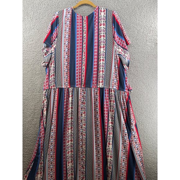 Lane Bryant Womens Striped & Floral Maxi Dress With Tie Waist Multicolor 34/36 - Picture 3 of 9